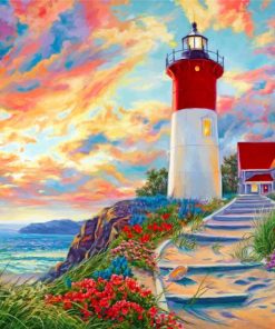 Lighthouse At Sunset paint by numbers