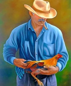 Man Holding Rooster Paint By Numbers