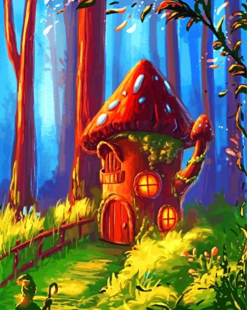 Mushroom Fantasy House paint by numbers