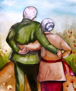 Old Couple Hugging paint by numbers