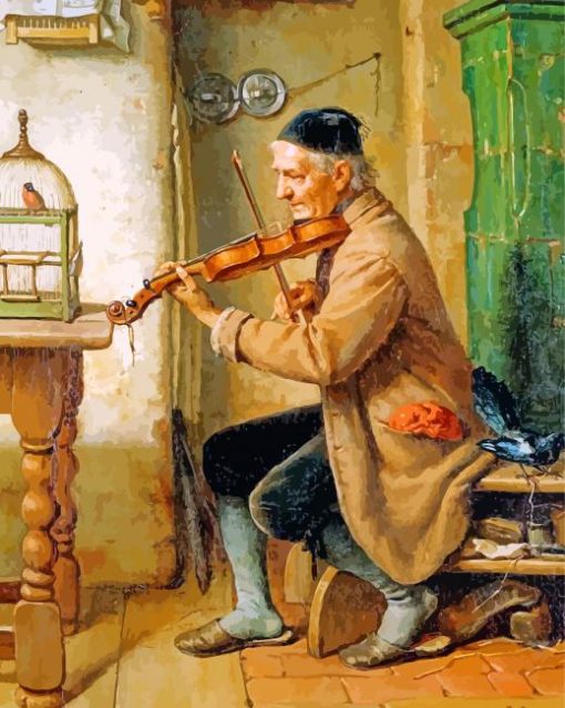 Old Violinist Man paint by numbers