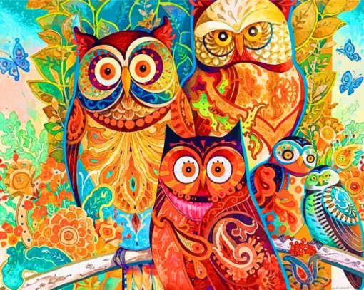 Owls Birds Art paint by numbers