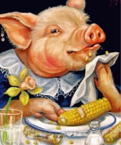 Pig Eating Corn Paint By Numbers