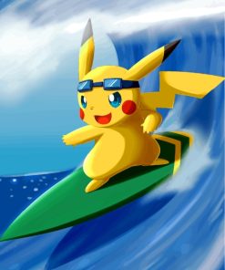 Pikachu Surfing paint by numbers