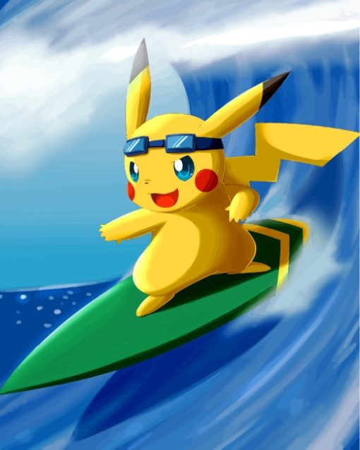 Pikachu Surfing paint by numbers