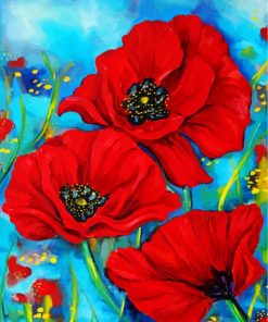 Red Poppies Flowers paint by numbers