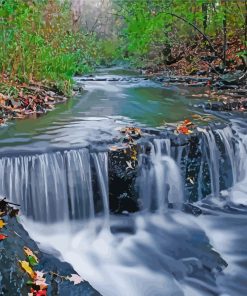 Stream Waterfall Nature paint by numbers