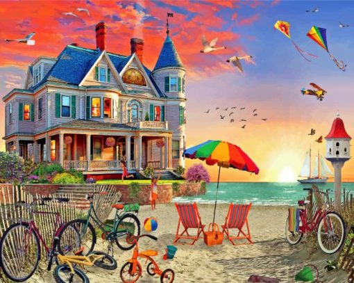 Summer Beach House paint by numbers