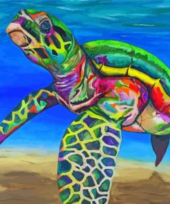 Tropical Colorful Sea Turtle Paint By Numbers