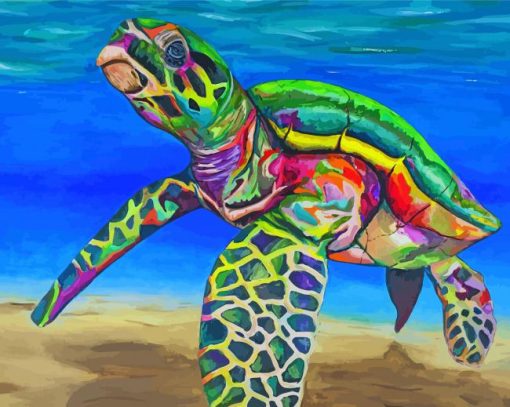 Tropical Colorful Sea Turtle Paint By Numbers