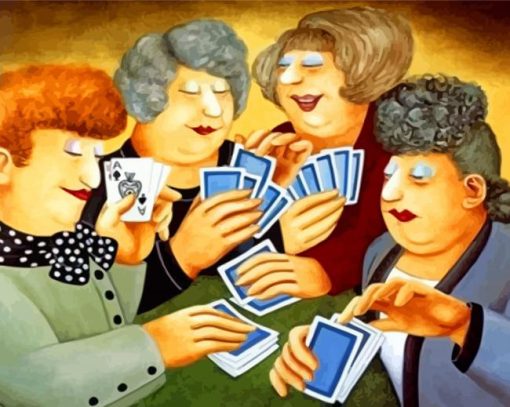 Women Playing Cards paint by numbers