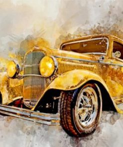 Yellow Classic Car Art paint by numbers