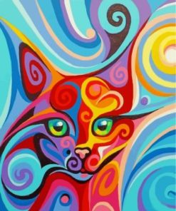 Abstract Colorful Cat Paint by numbers