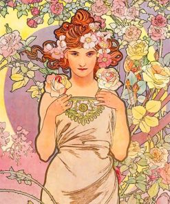 Beautiful Woman By Mucha Paint By Numbers