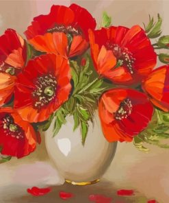 Aesthetic Vase Of Poppy Flowers paint by numbers