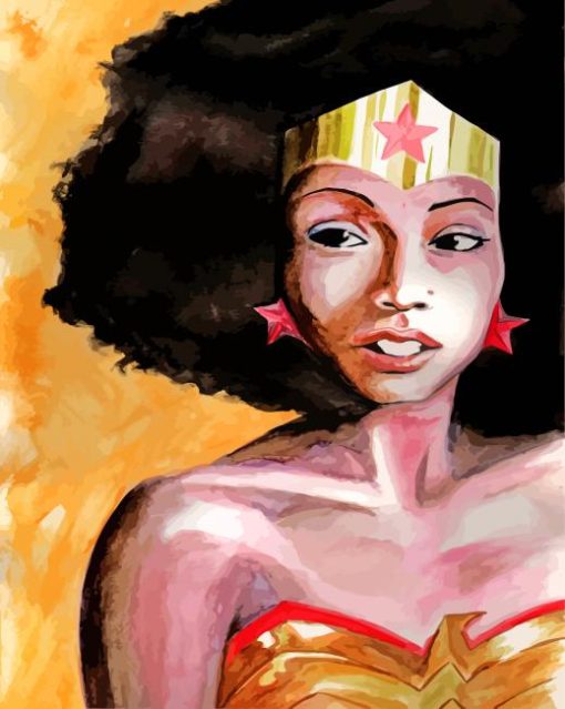 Afro Black Wonder Woman paint by numbers