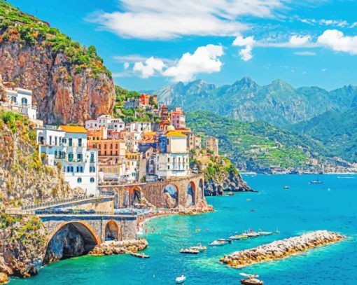 Amalfi Coast Landscape painting by numbers