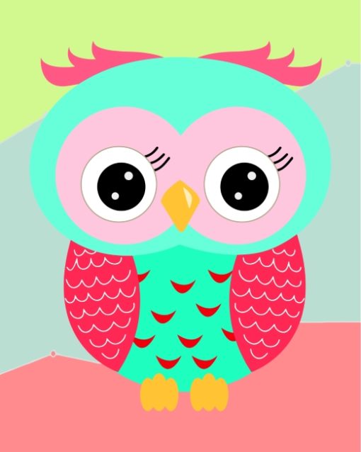 Teal And Pink Owl paint by numbers