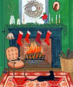 Christmas Fireplace Paint By Numbers