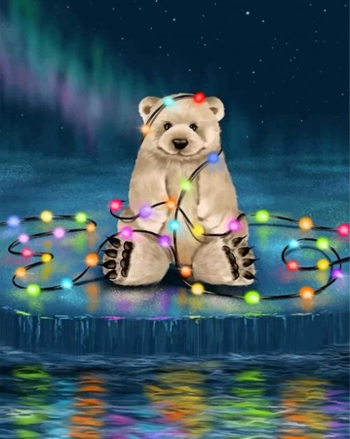 Christmas Polar Bear paint by numbers