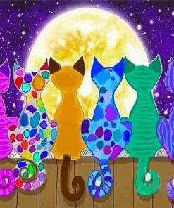 Colorful Night Cats Paint By Numbers