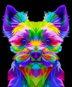 Colorful Yorkshire Terrier paint by numbers