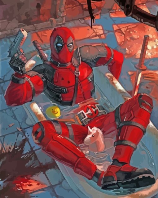 Deadpool Bathub paint by numbers