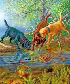 Dogs Playing paint by numbers