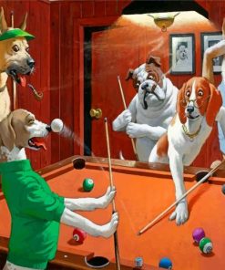 Dogs Playing Pool Paint By Numbers