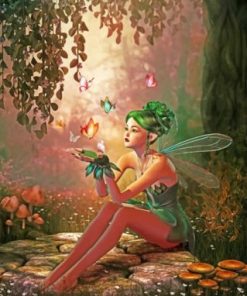 Fairy With A Green Hair Paint By Numbers