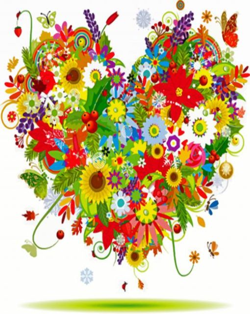 Floral Heart Paint By Numbers