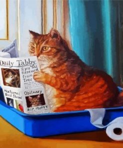 Kitty Reading The Newspaper paint by numbers