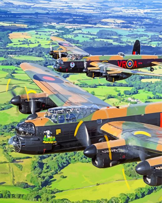Lancaster Airplanes England paint by numbers