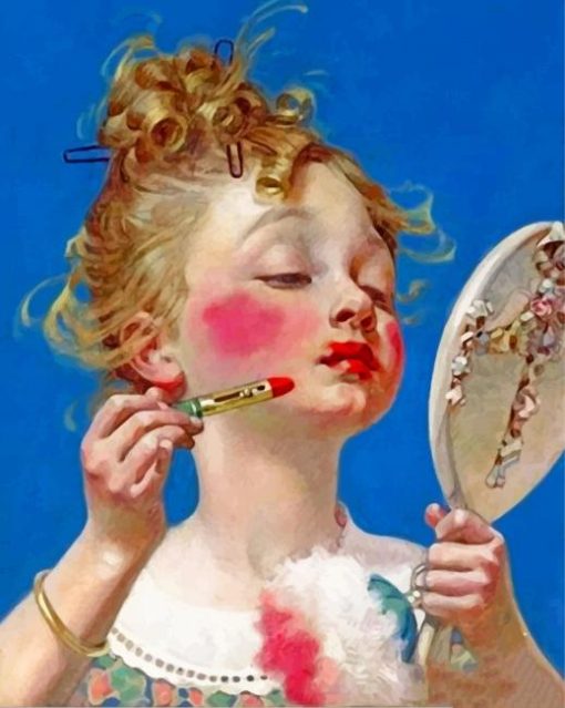 Little Girl Doing Make Up Paint By Numbers