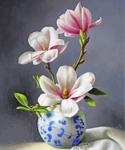 Magnolia Flowers In A Vase paint by numbers