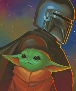 Mando And Baby Yoda paint by numbers