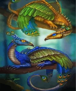 Peafowl Dragons Paint By Numbers