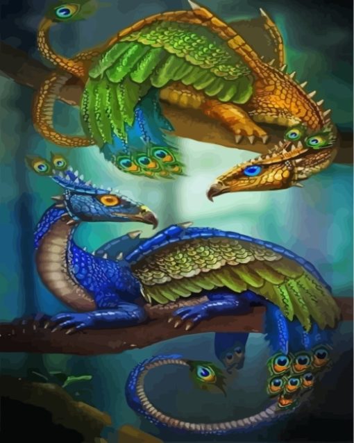 Peafowl Dragons Paint By Numbers