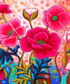 Pink Flowers paint by numbers