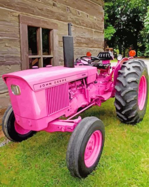Pink Tractor paint by numbers