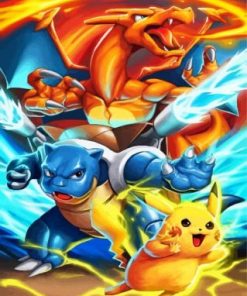 Pokemon And Pikachu And Chrizard Paint By Numbers