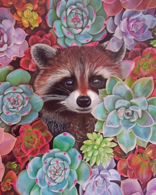 Raccoon In Succulent Paint By Numbers