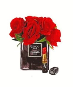 Red Flowers Chanel Noir Paint By Numbers