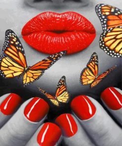 Red Lips And Butterflies Paint By Numbers