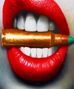 Red Lips Bite Bullet Paint By Numbers