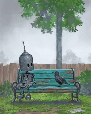 Robot And His New Friend Paint By Numbers