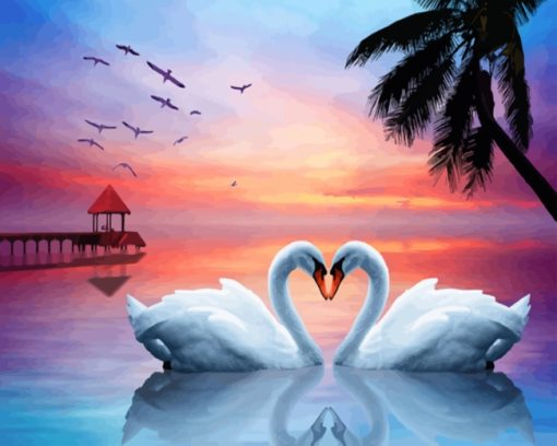 Romantic White Swans paint by numbers