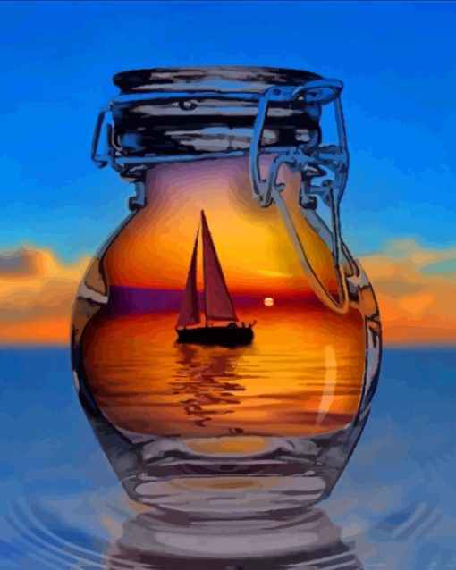 Ship In Glass Bottle Paint By Numbers