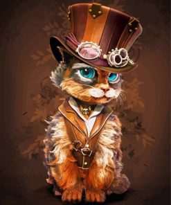 Steampunk Kitty paint by numbers