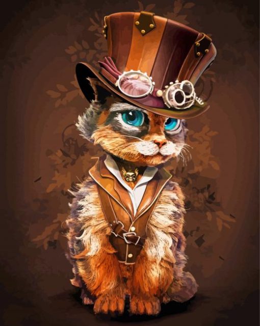 Steampunk Kitty paint by numbers